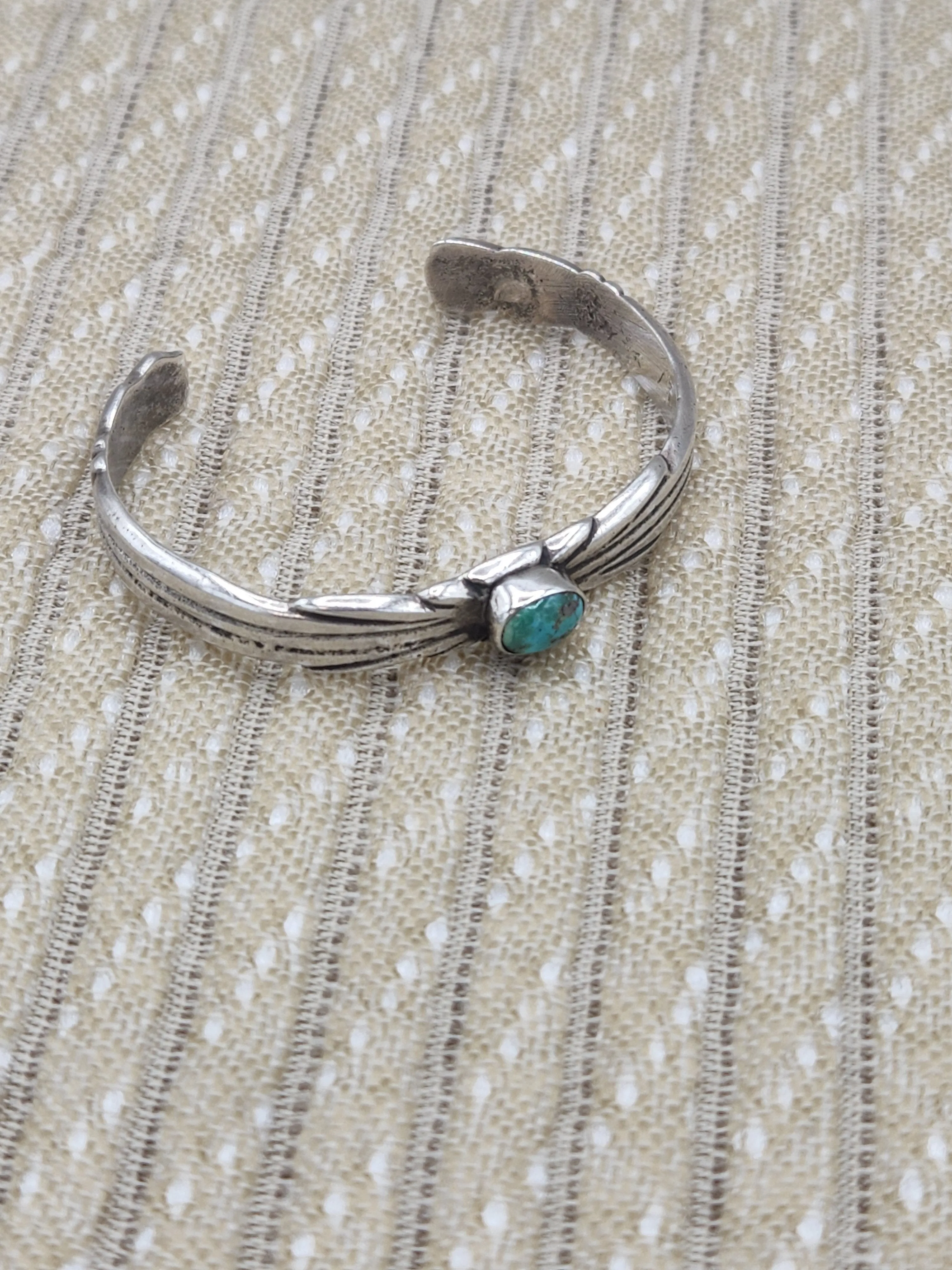 Silver Bracelet Cuff with Turquoise Stone