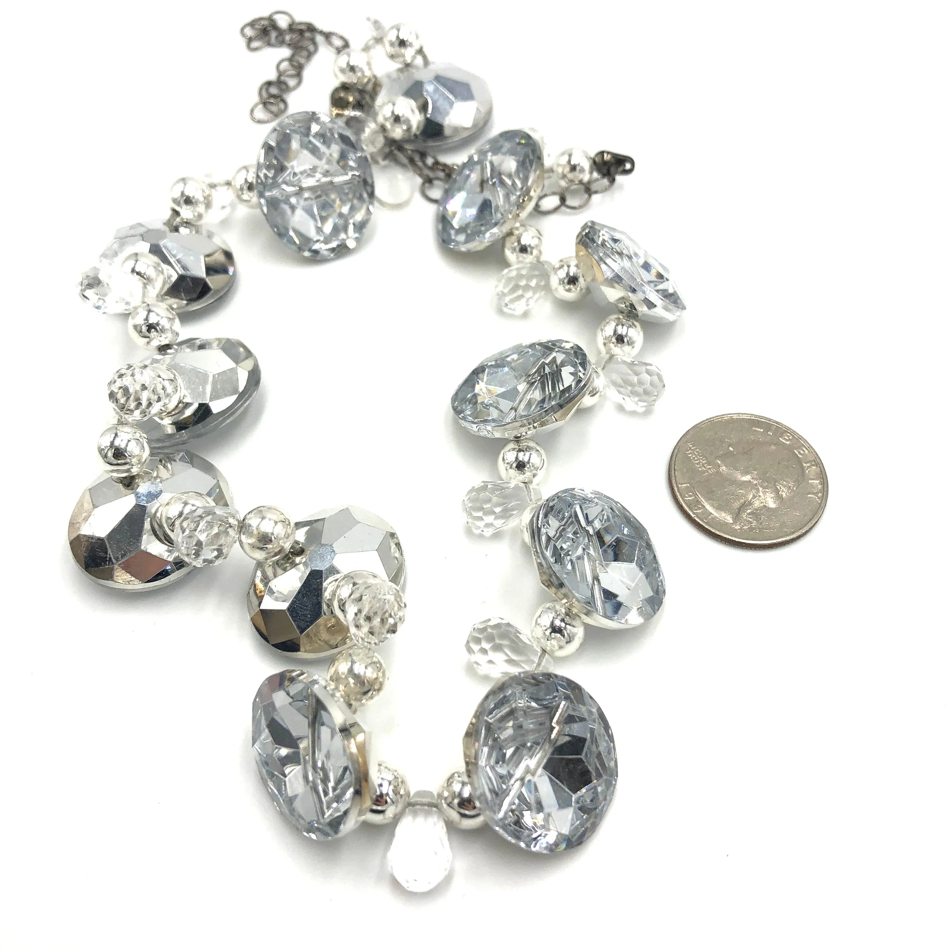 Silver Facets Button Marco Necklace