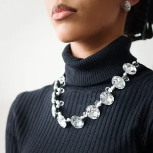 Silver Facets Button Marco Necklace