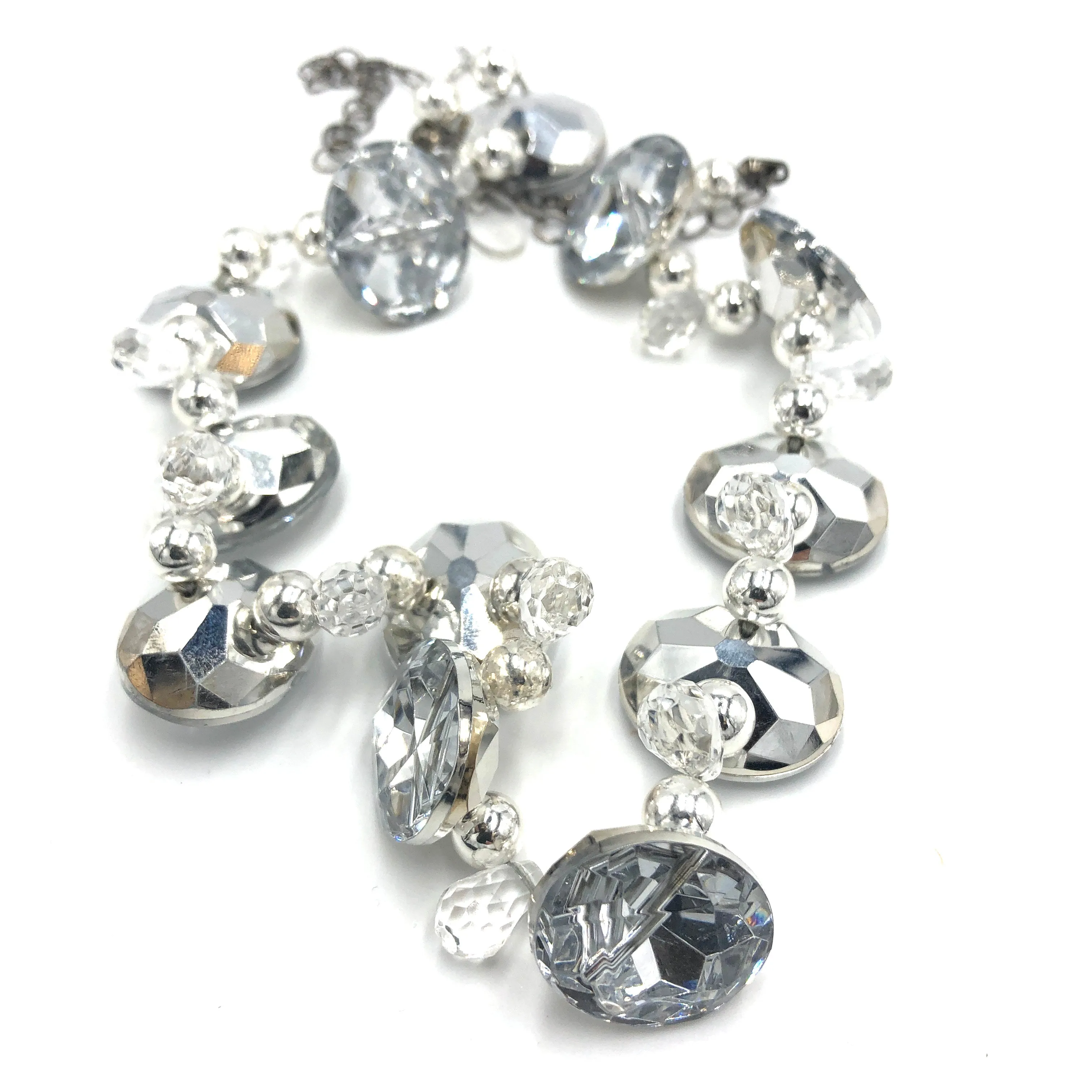 Silver Facets Button Marco Necklace