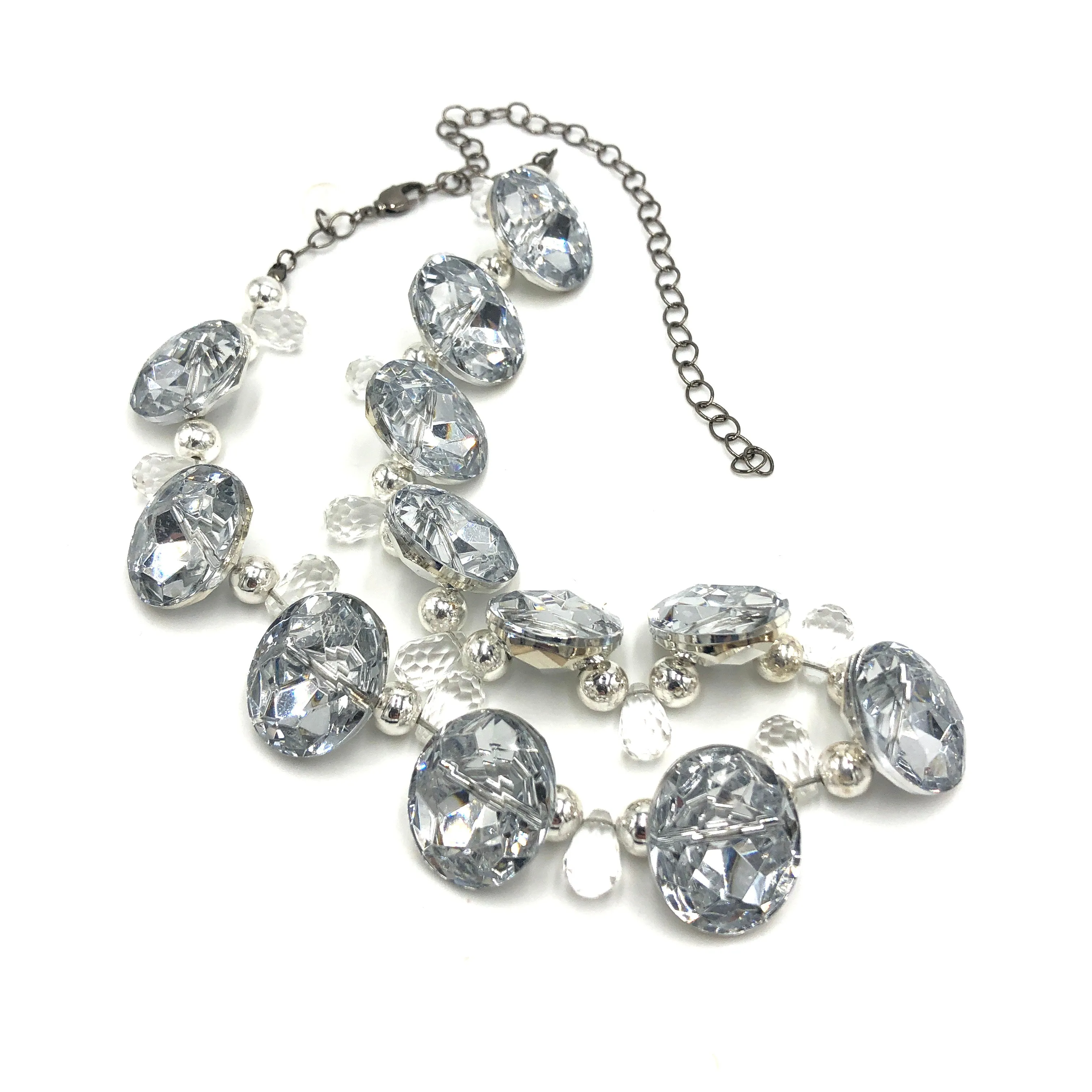 Silver Facets Button Marco Necklace