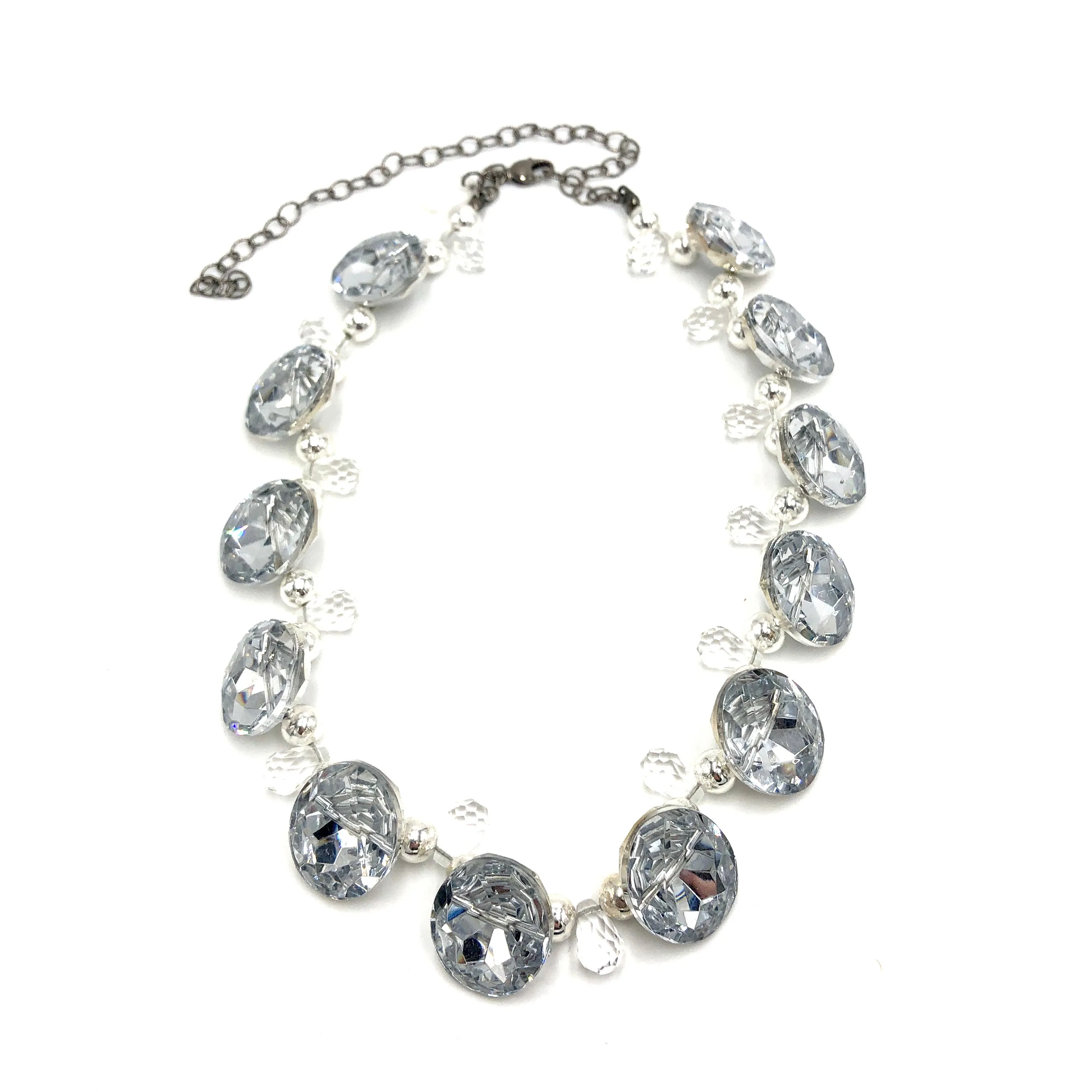 Silver Facets Button Marco Necklace