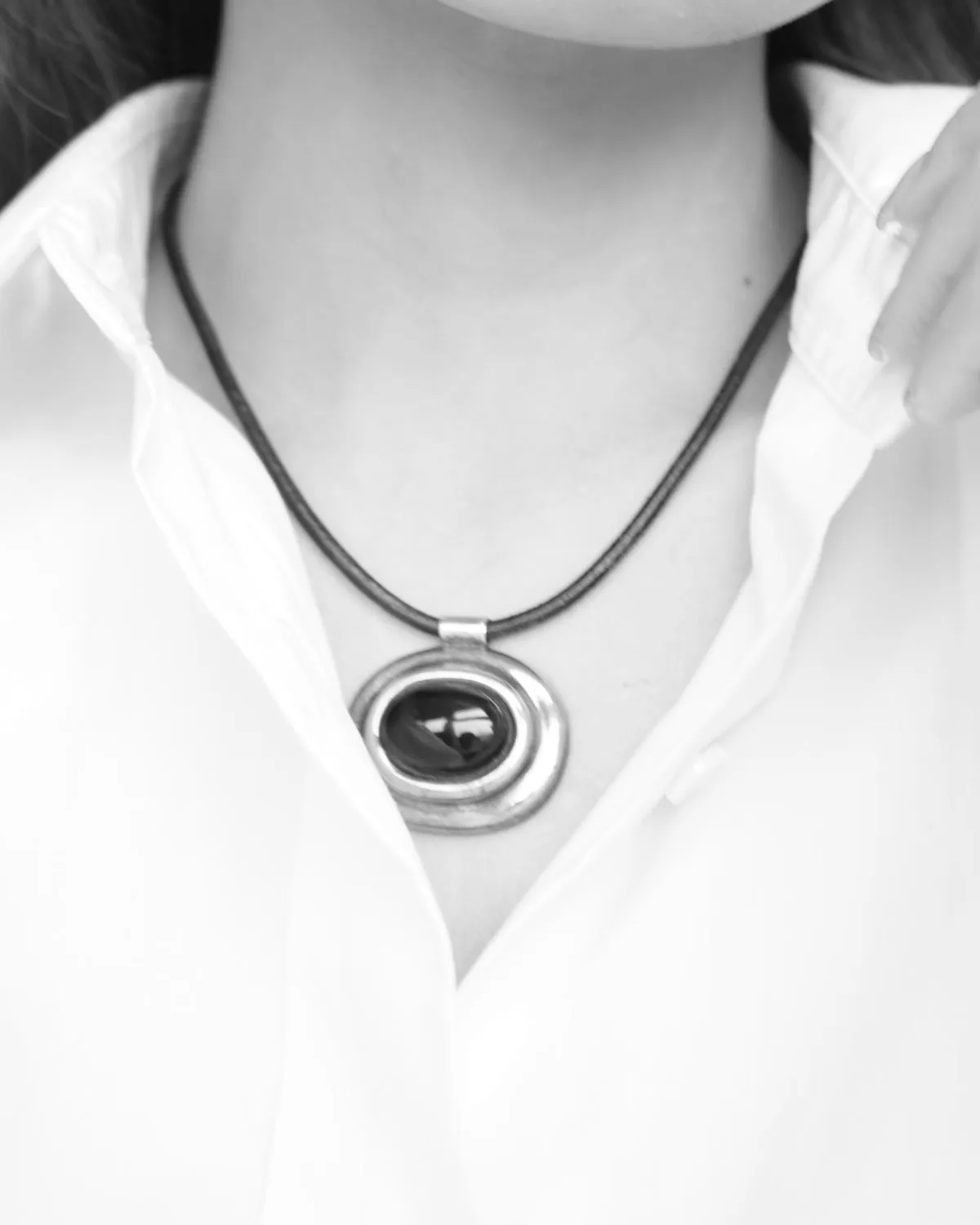 Silver x Onyx Charm Code Necklace