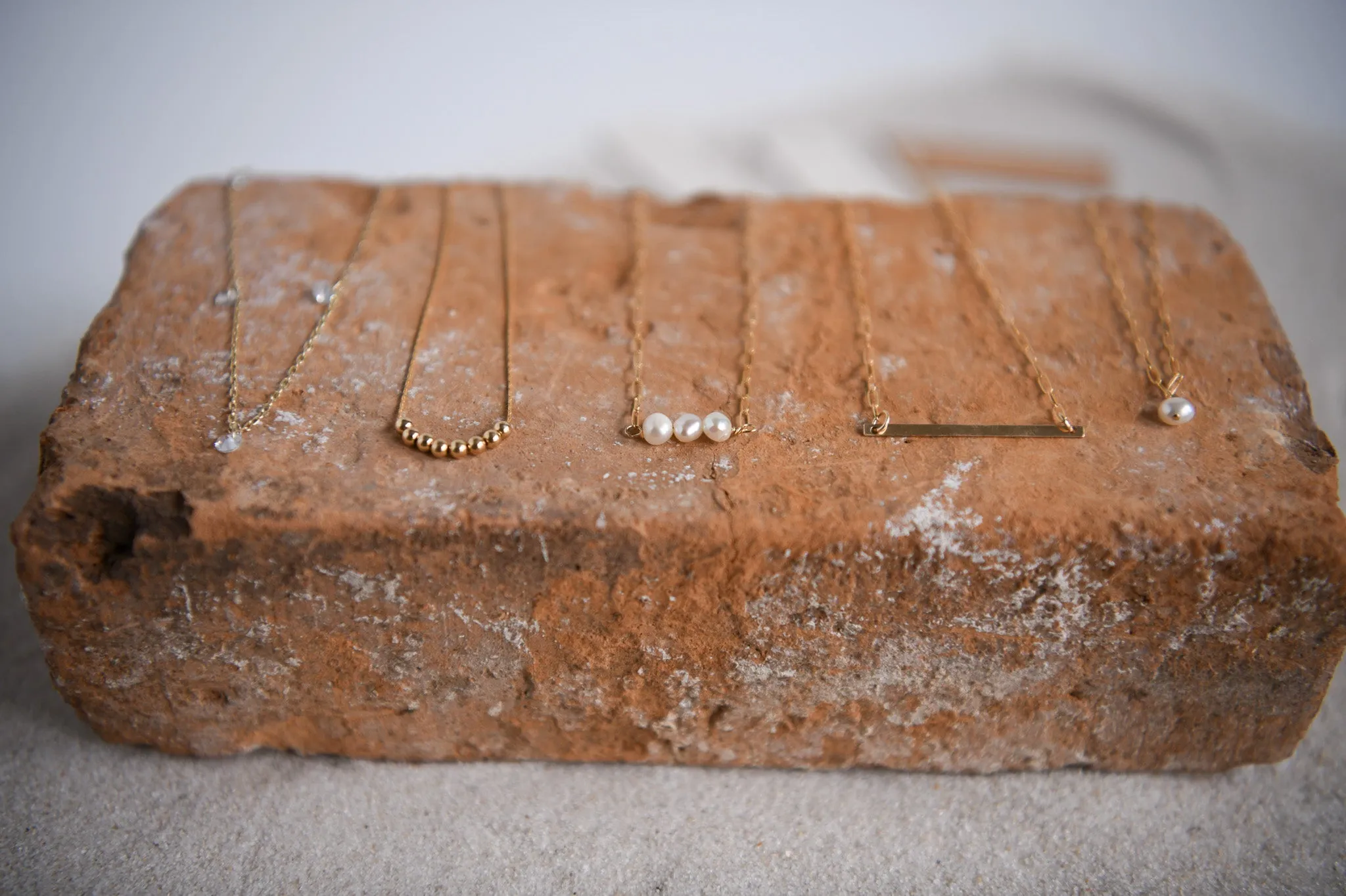 Single Pearl Gold Filled Small Paperclip Chain Necklace