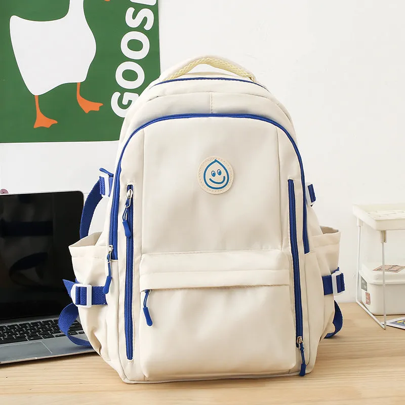 Smiley Face Color Matching Large Capacity Schoolbag