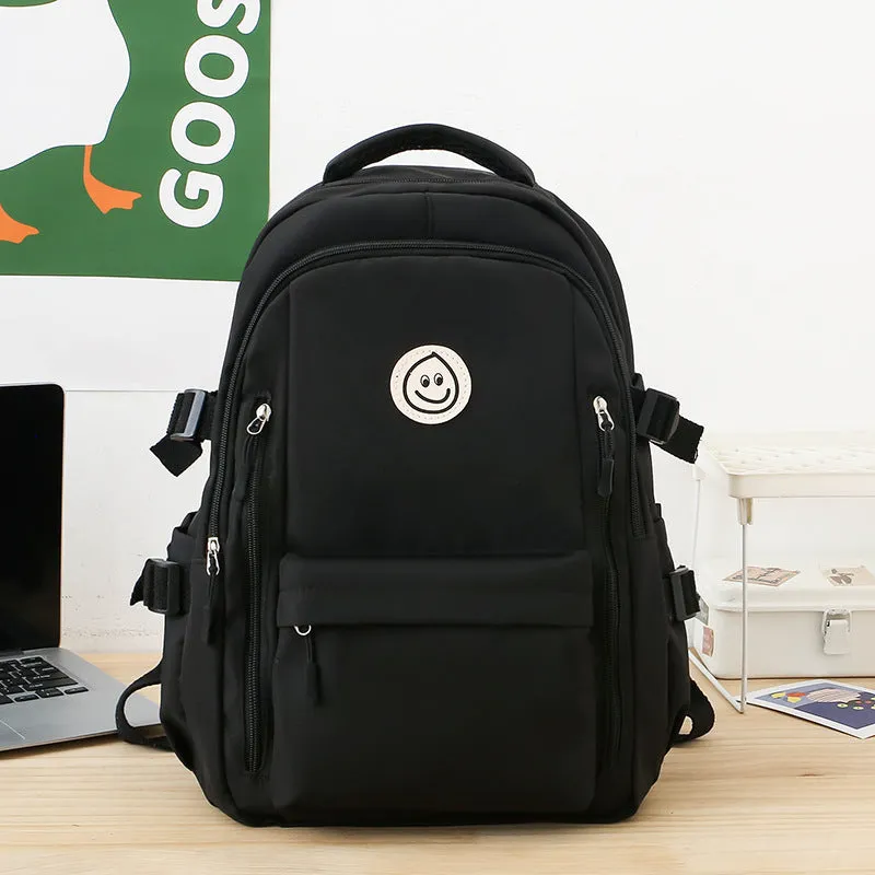 Smiley Face Color Matching Large Capacity Schoolbag