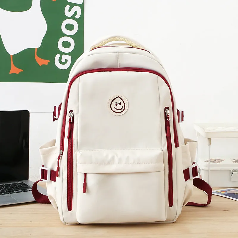 Smiley Face Color Matching Large Capacity Schoolbag