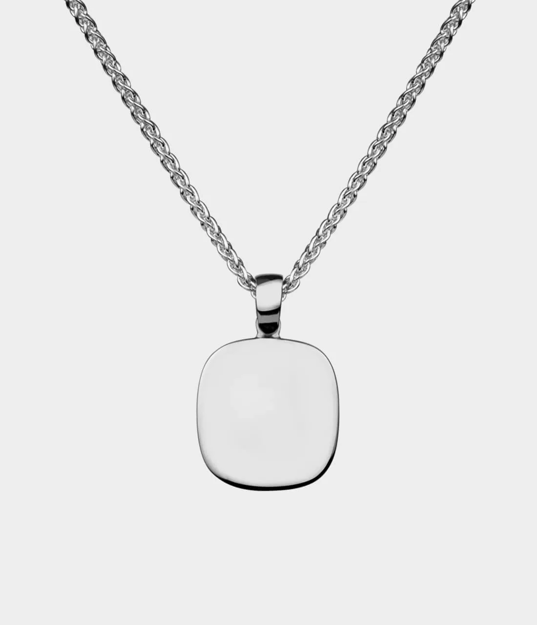 Soho Square Pendant Necklace / Sterling Silver / No Stones