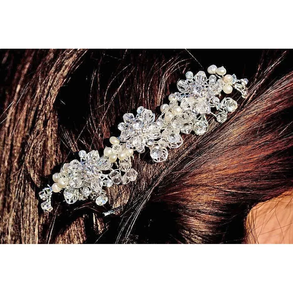 Spring Flowers Crystal Wedding Hair Comb