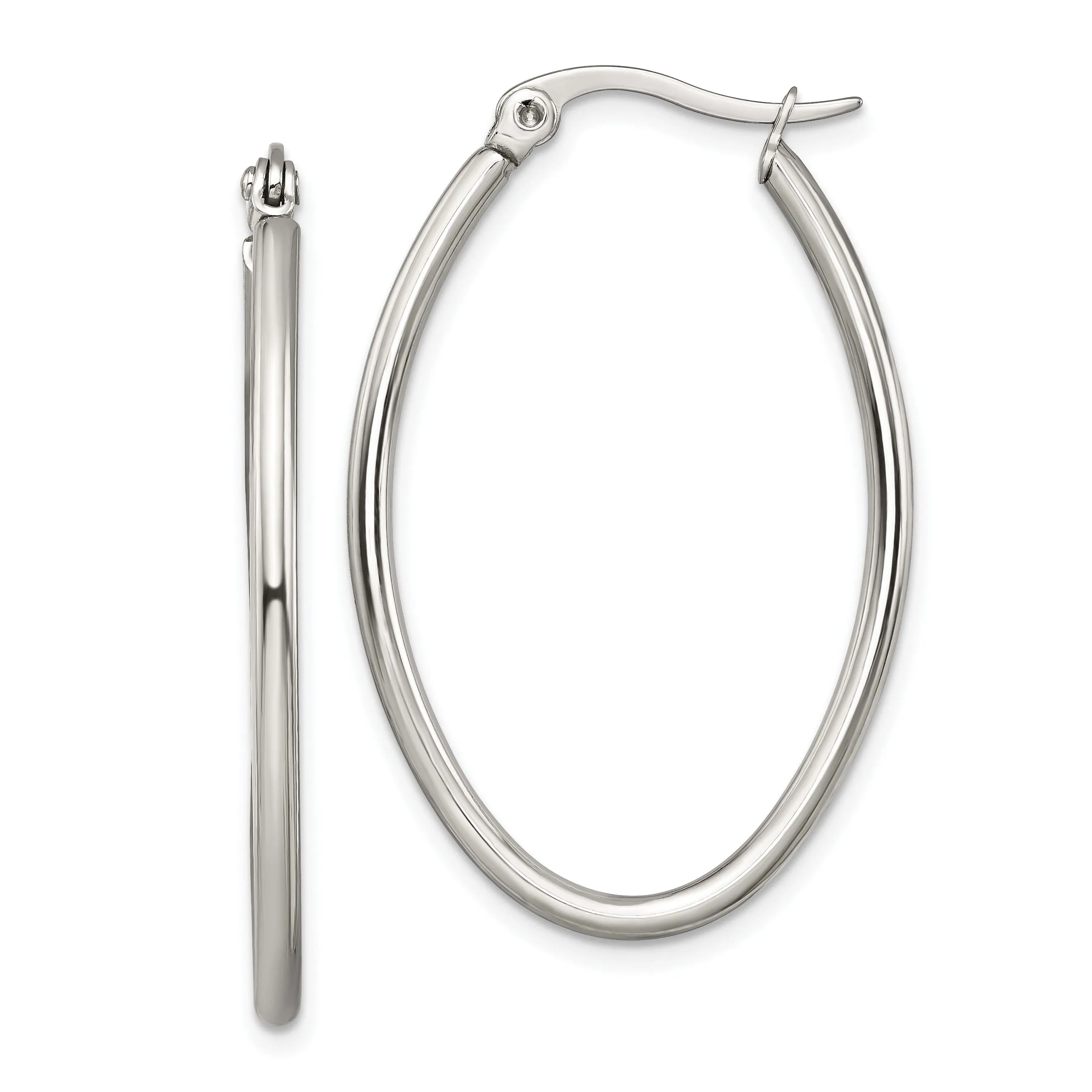 Stainless Steel Oval Hoop Earrings 34MM Diameter