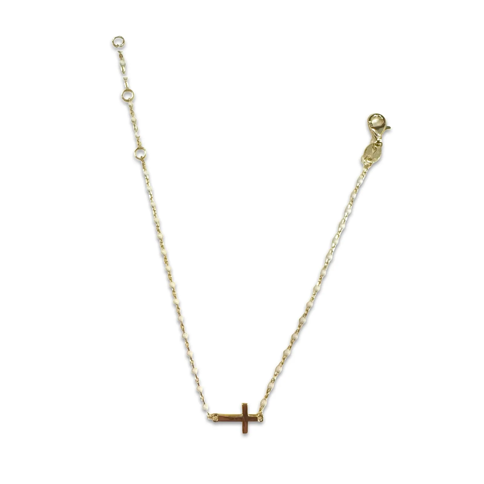 Sterling Silver Beaded Cross Color Bracelet