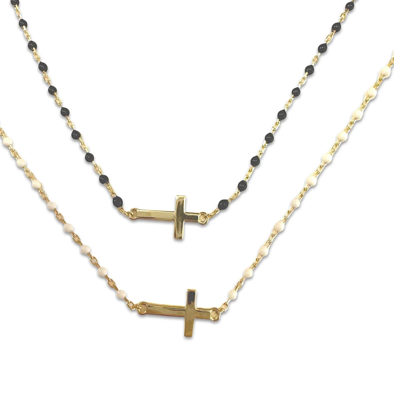 Sterling Silver Beaded Cross Color Bracelet
