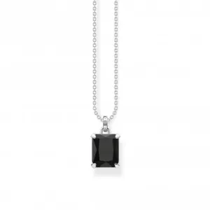 Sterling Silver Black Stone Necklace KE1964-698-11-L45V