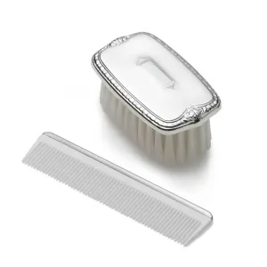 Sterling Silver Boy's Shield Brush & Comb Set