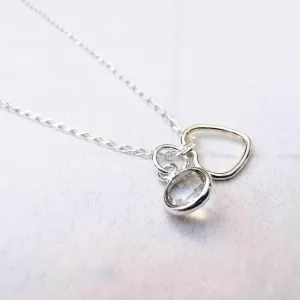 Sterling Silver Gemstone and Heart Pendant Necklace