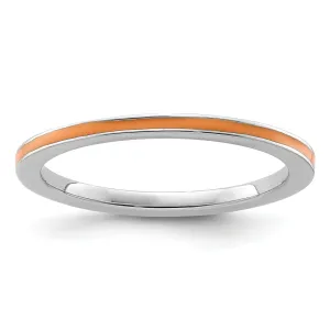 Sterling Silver Orange Enameled 1.5MM Ring