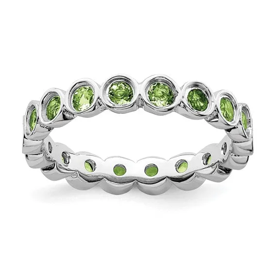 Sterling Silver Stackable Expressions Bezel Set Peridot Eternity Ring