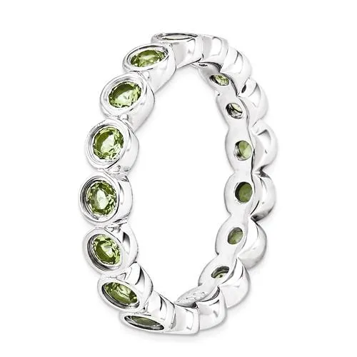 Sterling Silver Stackable Expressions Bezel Set Peridot Eternity Ring