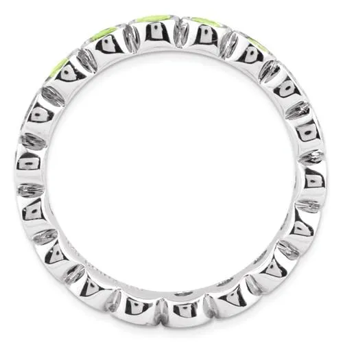 Sterling Silver Stackable Expressions Bezel Set Peridot Eternity Ring