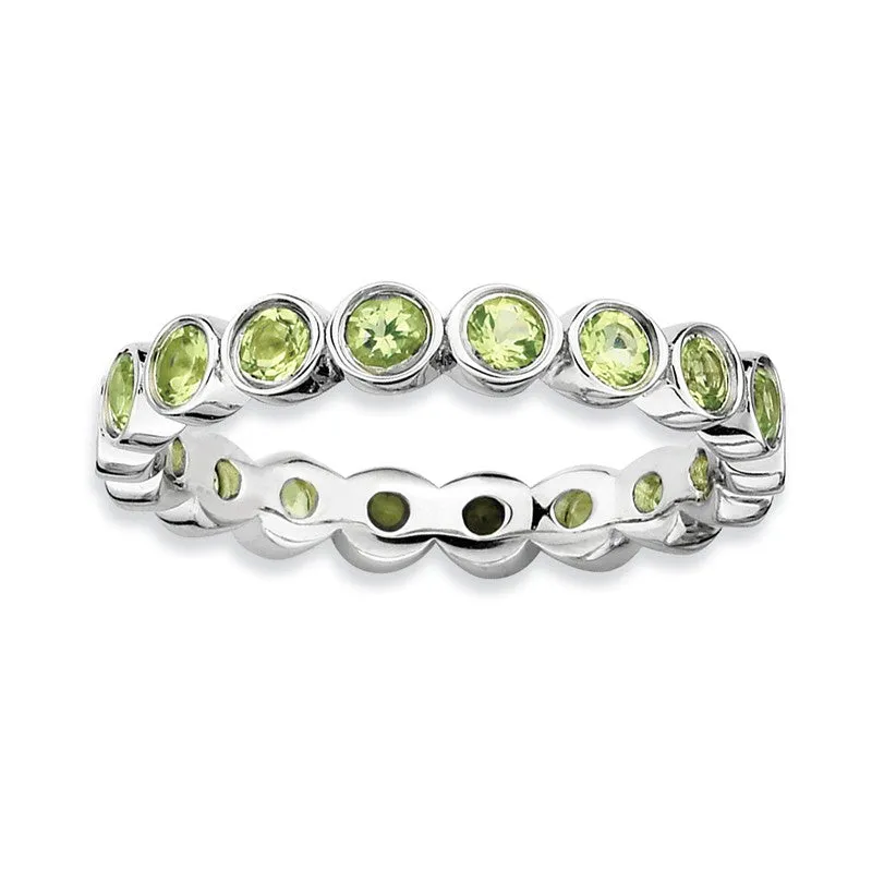 Sterling Silver Stackable Expressions Bezel Set Peridot Eternity Ring