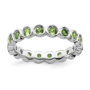 Sterling Silver Stackable Expressions Bezel Set Peridot Eternity Ring