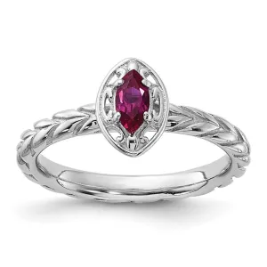 Sterling Silver Stackable Expressions Created Ruby Marquise Ring