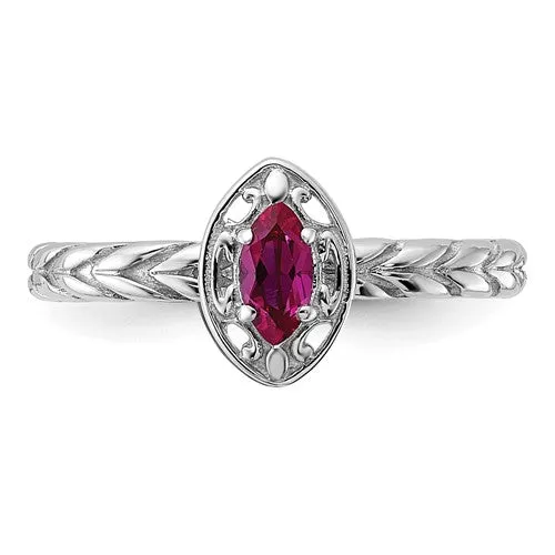 Sterling Silver Stackable Expressions Created Ruby Marquise Ring