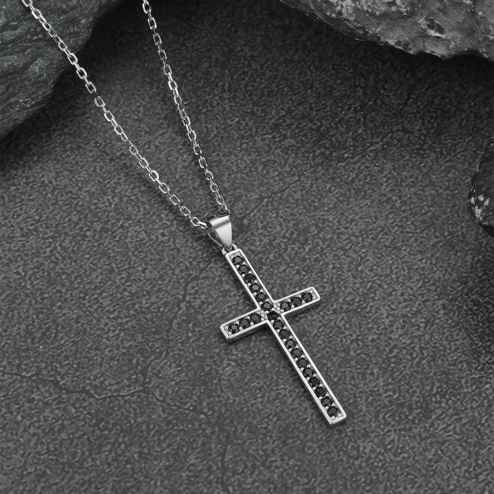 Sterling Silver Zirconia Cross Necklace for Men