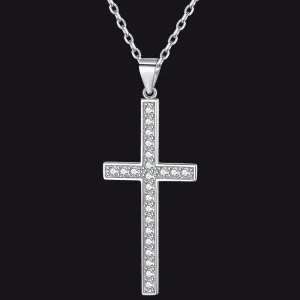 Sterling Silver Zirconia Cross Necklace for Men