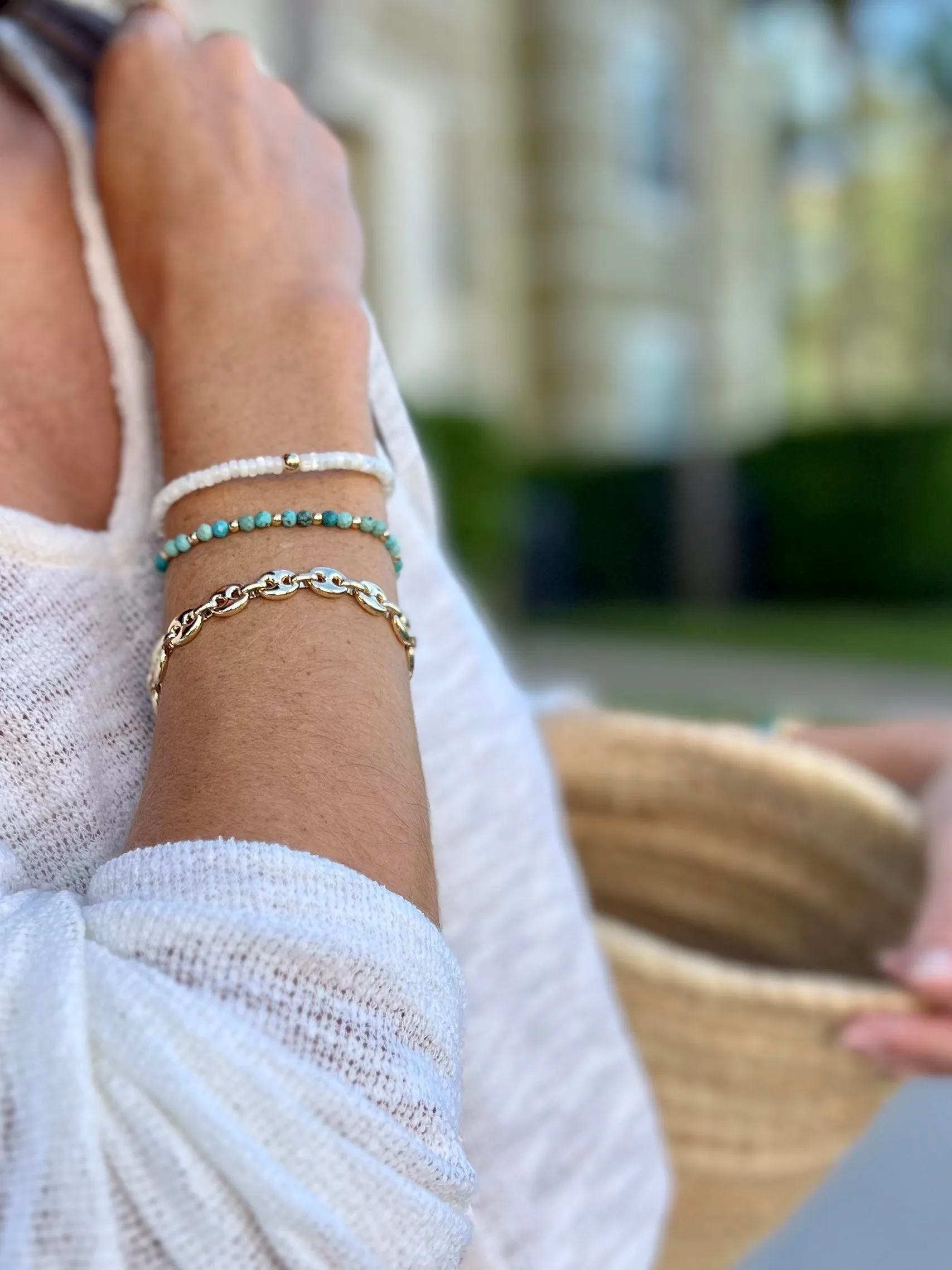 STONE BEAD STRETCH BRACELET