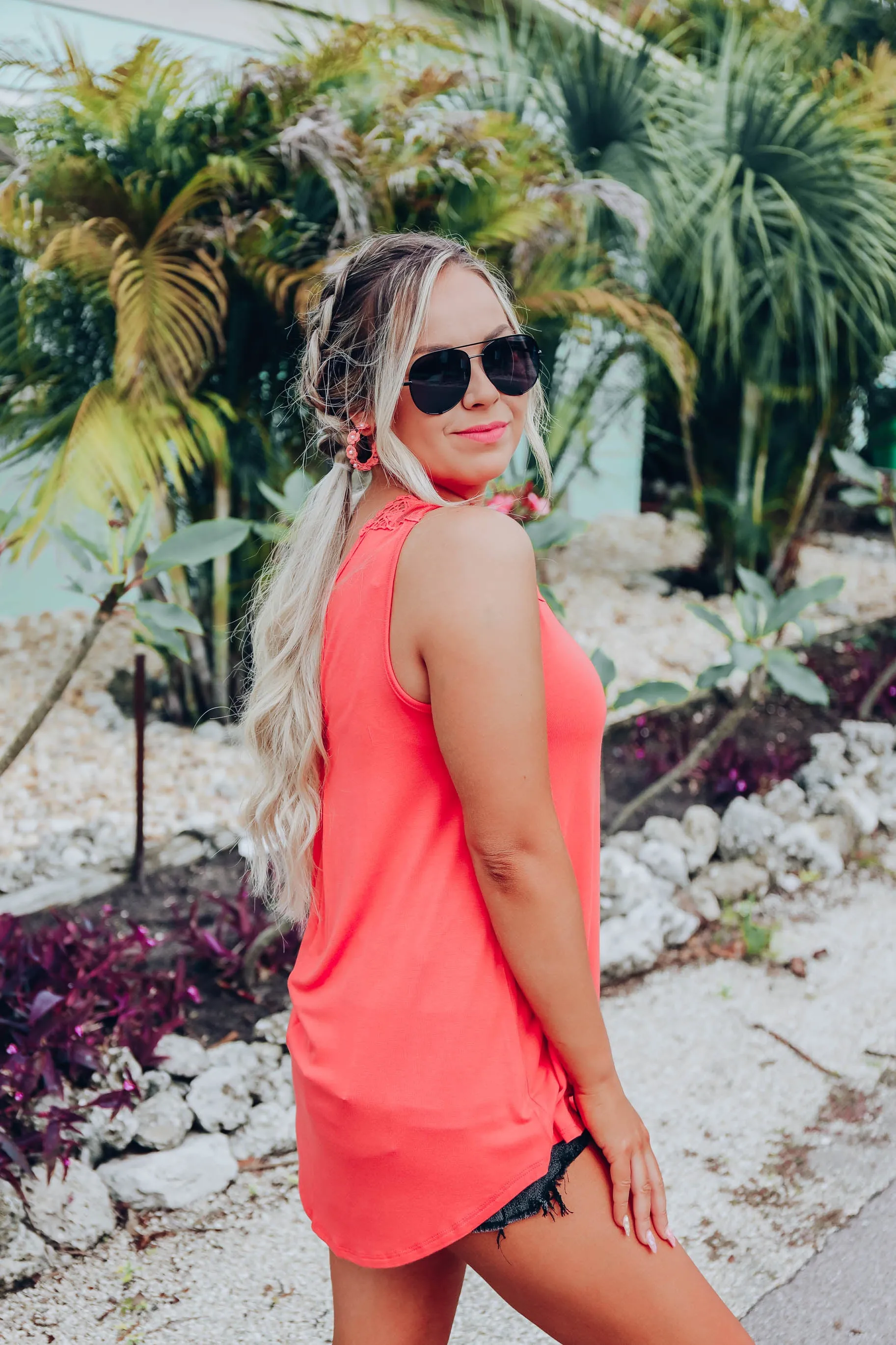 Tallulah Crochet Tank - Coral