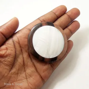 Tiger Ebony Wood Focal Bead with Makabibi Shell Coin 50mm (1pc)