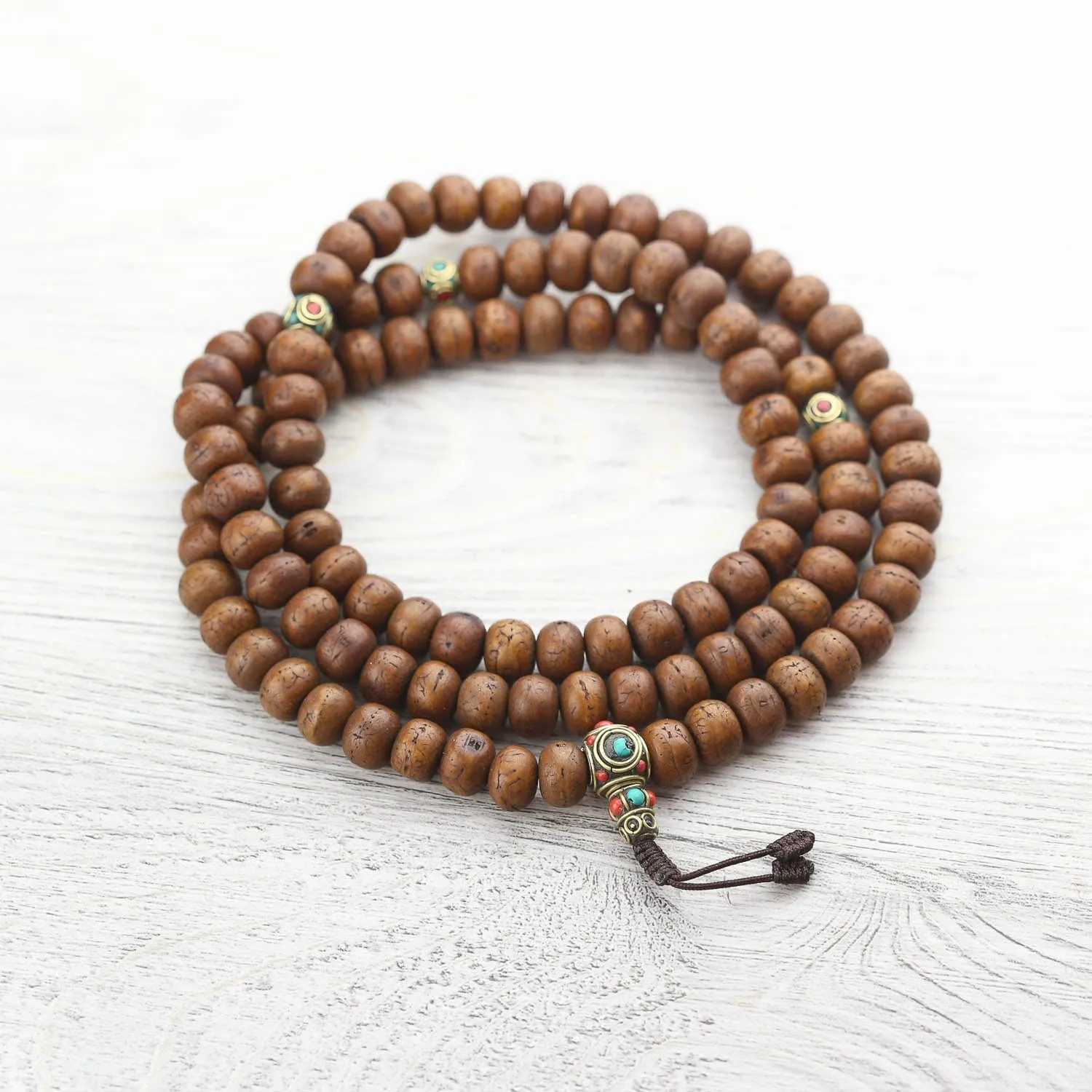 Traditional Tibetan Bodhi Vintage Bead Mala & Bracelet Set