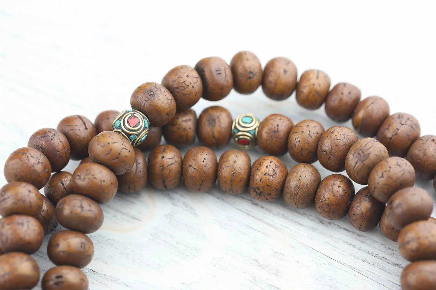 Traditional Tibetan Bodhi Vintage Bead Mala & Bracelet Set