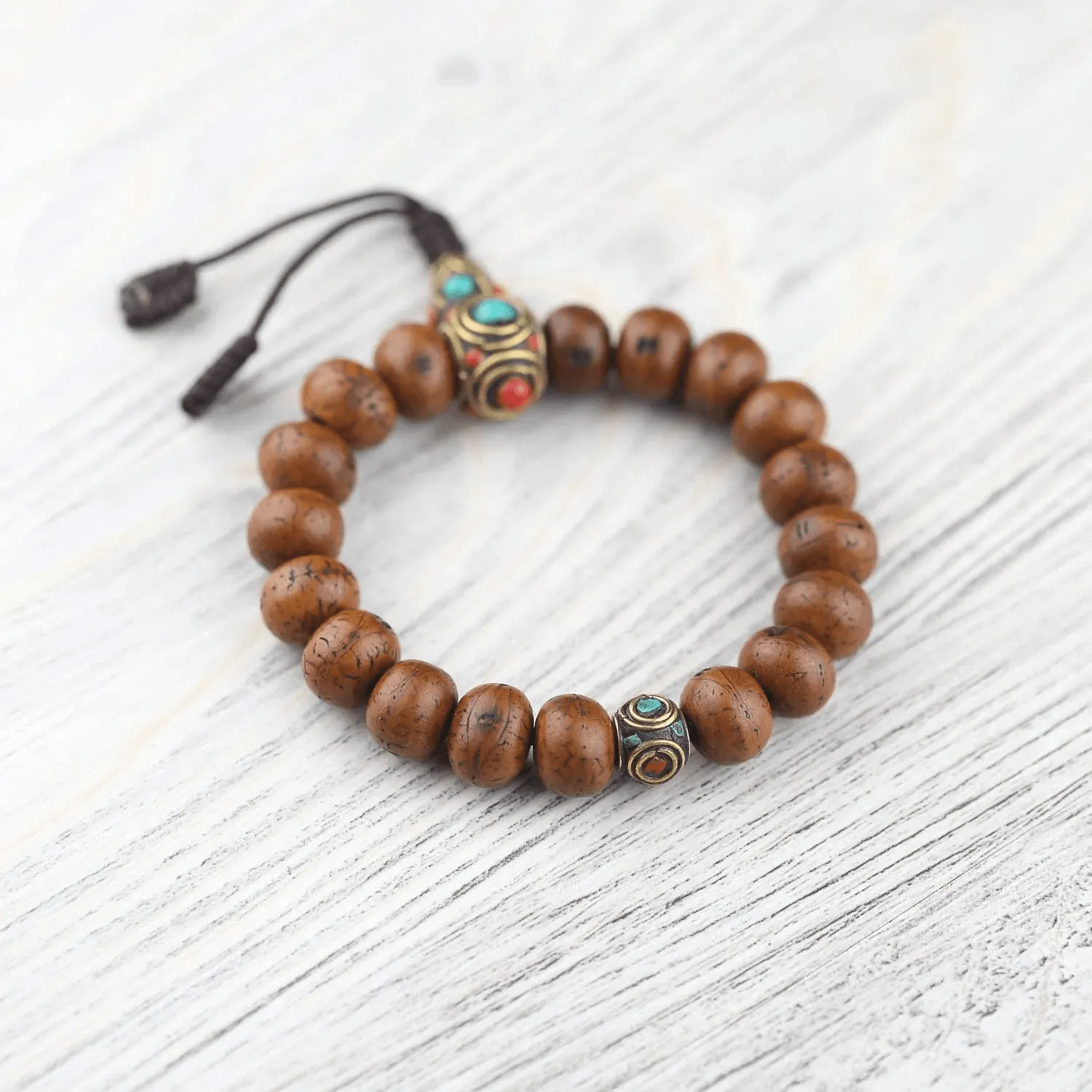 Traditional Tibetan Bodhi Vintage Bead Mala & Bracelet Set