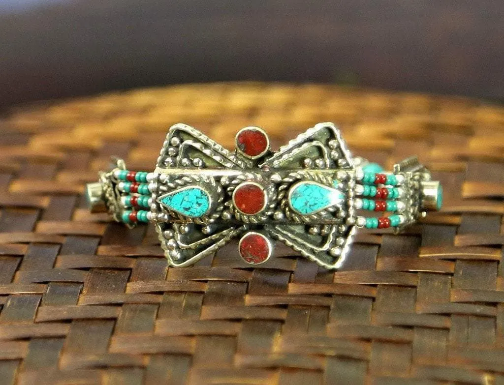 Traditional Tibetan Inlaid Beaded Bracelet