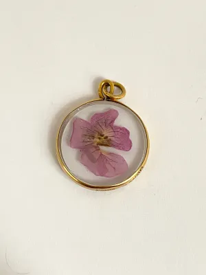 Victorian, Antique, 9ct Gold Pendant with Pansy, Hallmarked for 9ct Gold, Chester, 1899