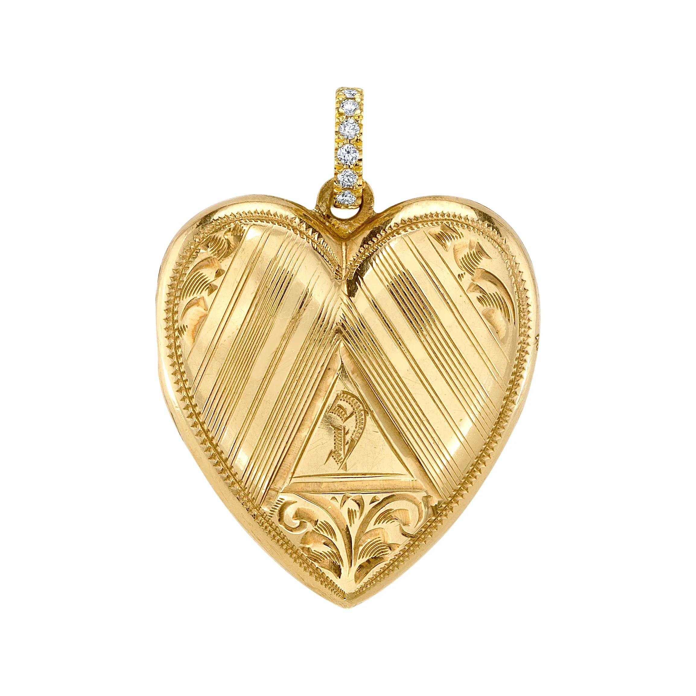 Vintage Heart Locket with Diamond Bail