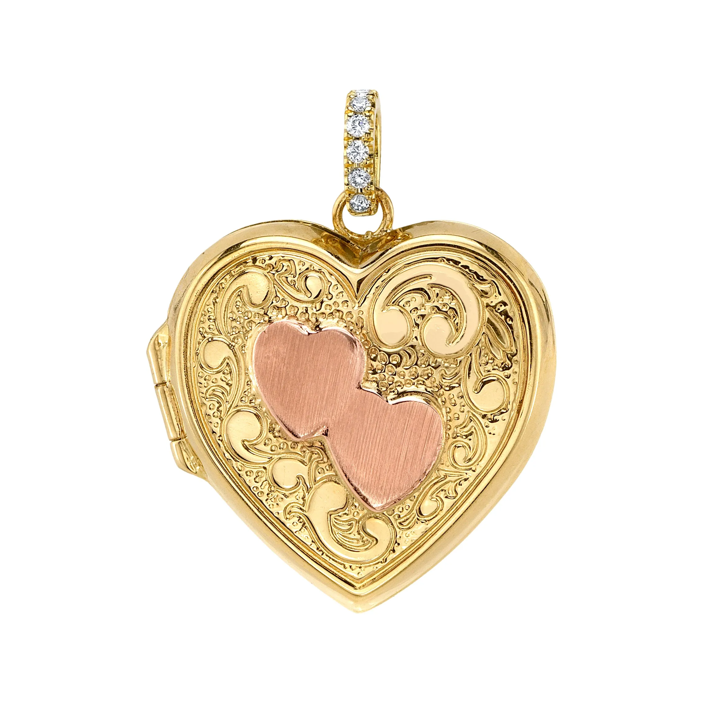 Vintage Heart Locket with Diamond Bail