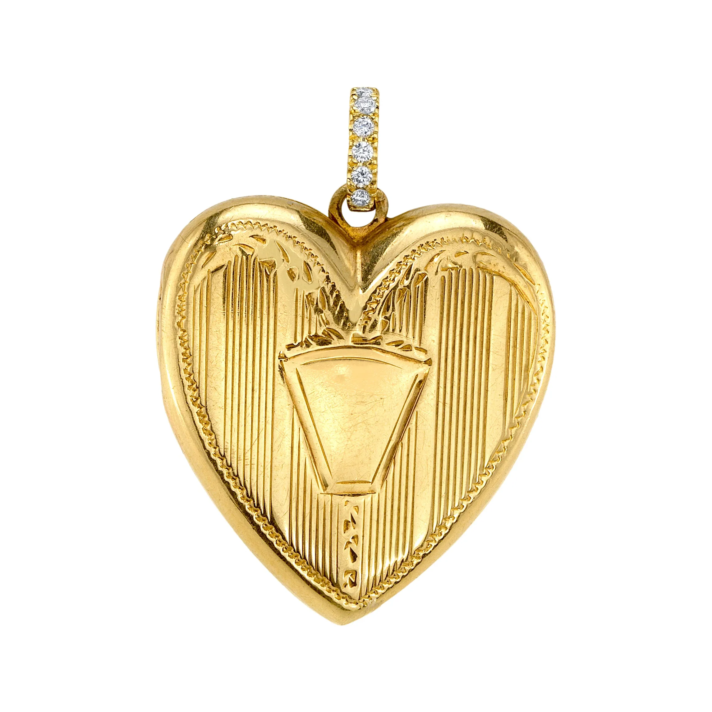 Vintage Heart Locket with Diamond Bail