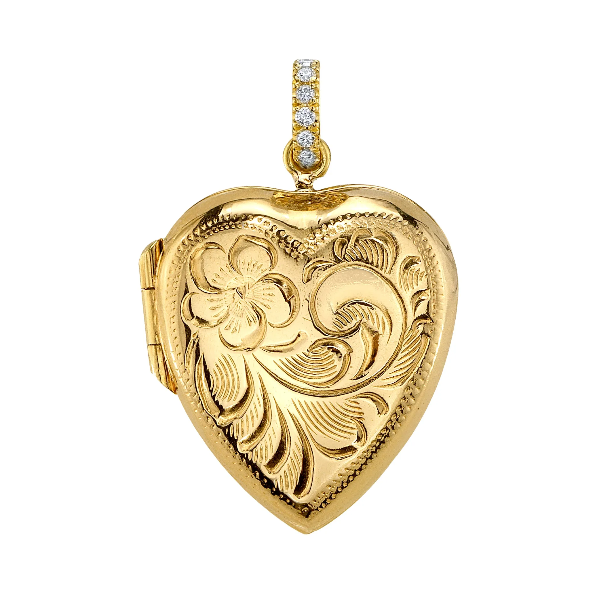 Vintage Heart Locket with Diamond Bail