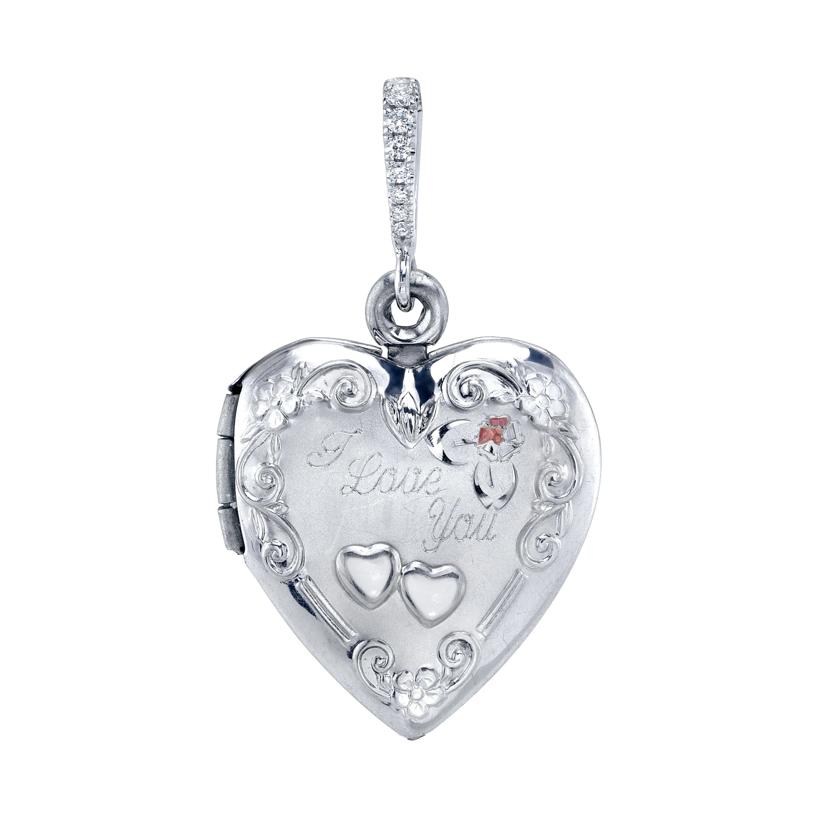 Vintage Heart Locket with Diamond Bail