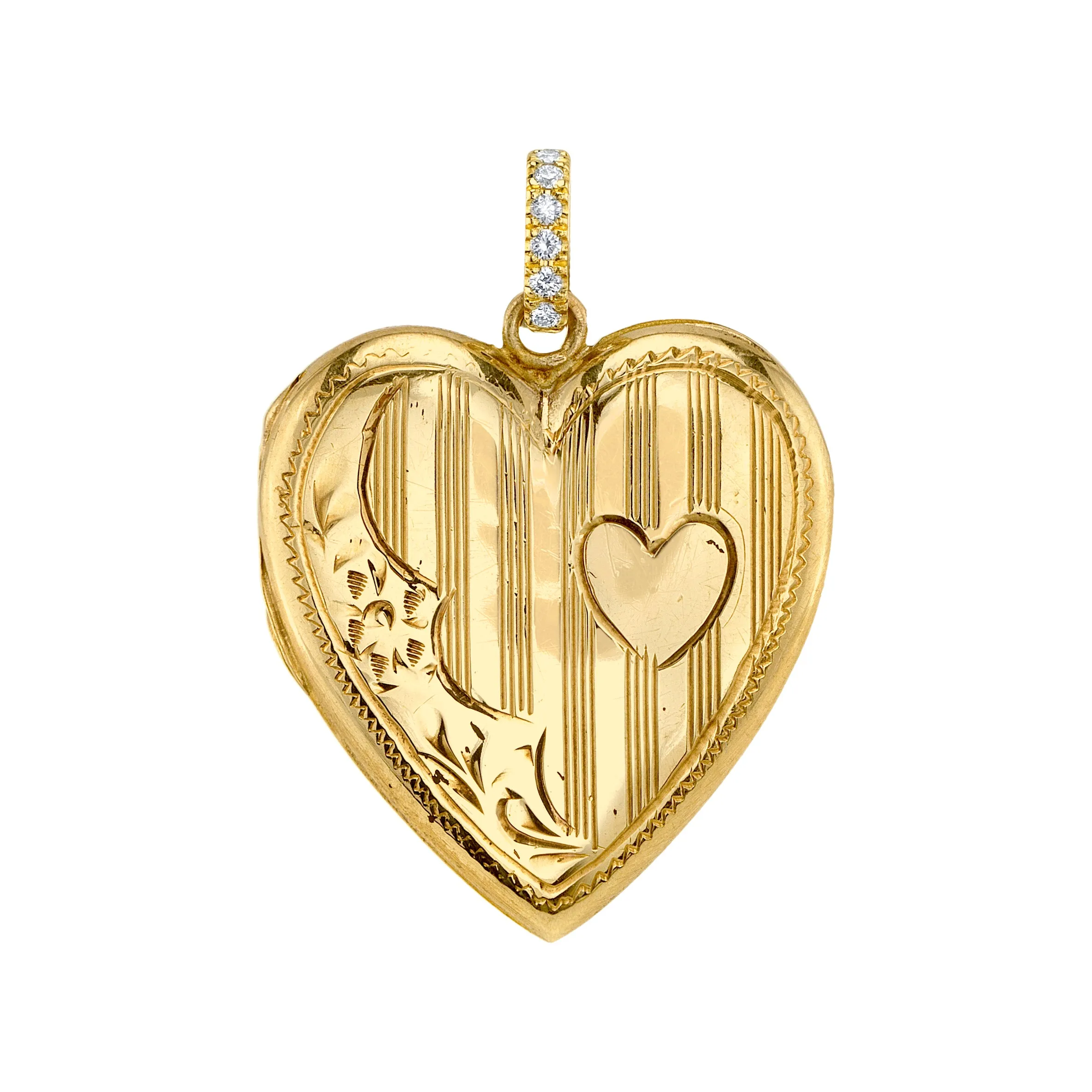 Vintage Heart Locket with Diamond Bail