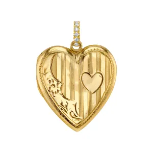 Vintage Heart Locket with Diamond Bail