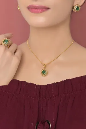 Vintage Locket Set OLJ-737-Golden And Green