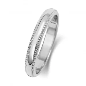 Wedding Band 18K D Shape Millgrain 3 mm-1.15 Wedding  Ring WQ183WL