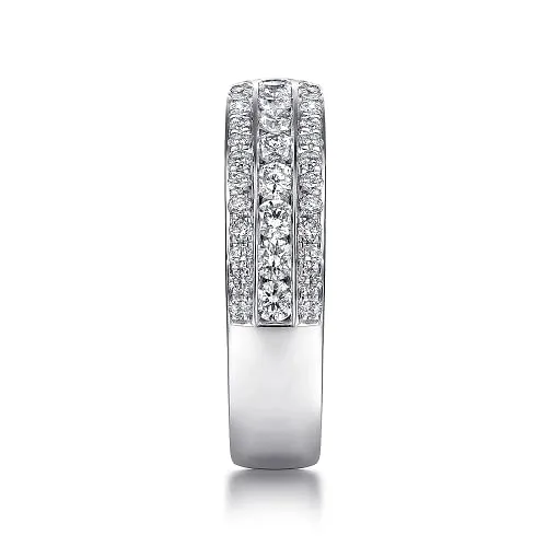Wide 14K White Gold Channel Set Diamond Anniversary Band - 0.95ct