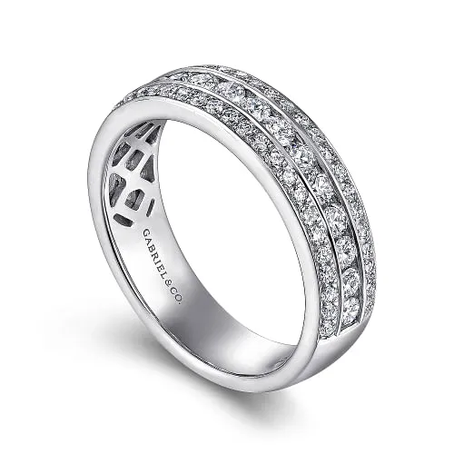 Wide 14K White Gold Channel Set Diamond Anniversary Band - 0.95ct
