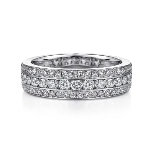 Wide 14K White Gold Channel Set Diamond Anniversary Band - 0.95ct