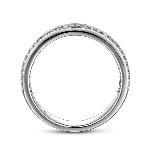 Wide 14K White Gold Channel Set Diamond Anniversary Band - 0.95ct